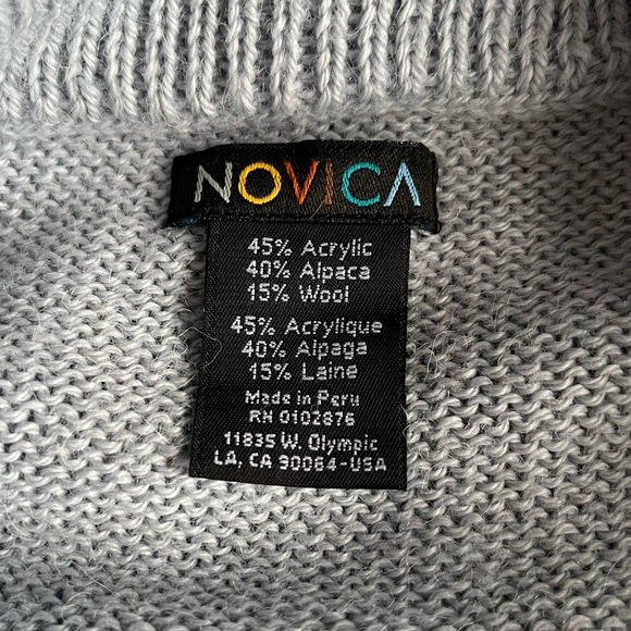 Novica Grey Alpaca Blend Poncho with Hood - steel grey one size - Picture 10 of 14